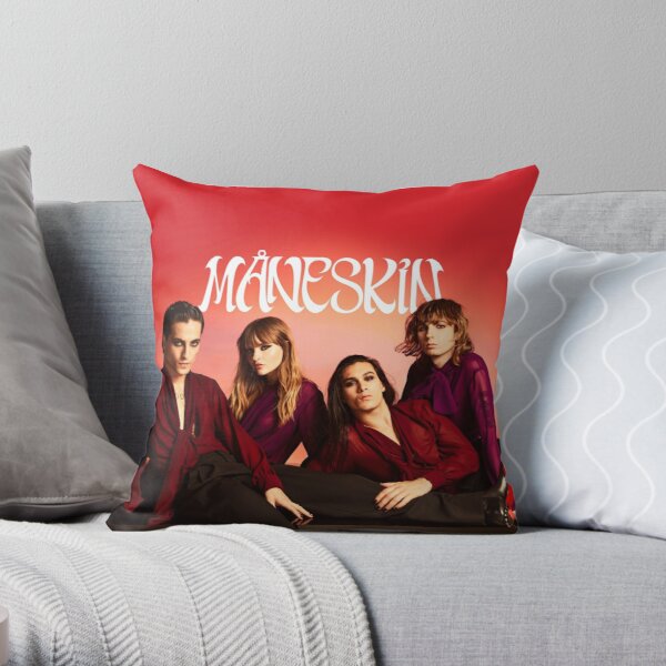 Maneskin rock band Maneskin winner Italy Eurovision 2021 Throw Pillow RB1408 product Offical Maneskin Merch