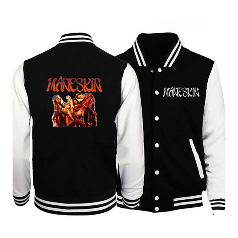 2021 Maneskin new bomber jacket men s long sleeved casual baseball uniform jacket 6 - Maneskin Shop