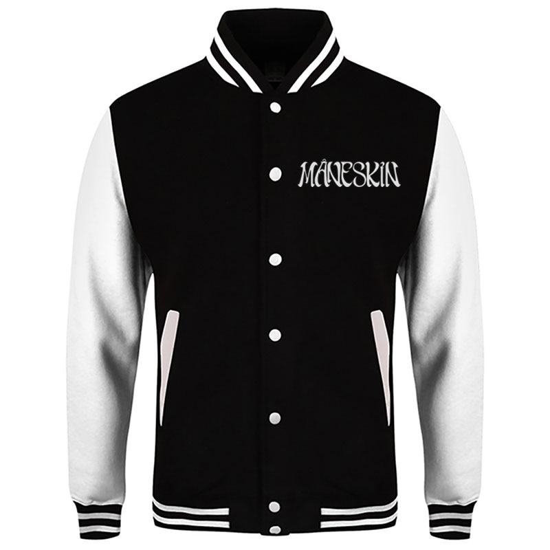 Maneskin Men s Boys Baseball Jacket Jacket Fall Winter Black Baseball Jacket 1 - Maneskin Shop