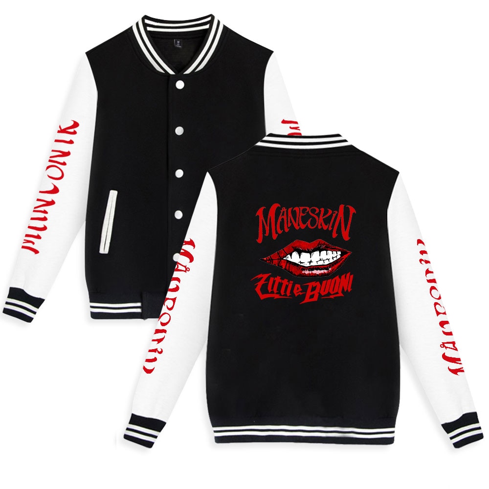 New Maneskin Jacket Men Women Rock Trend Baseball Jacket Harajuku Streetwear Sweatshirts Plus Size Fashion Male 1 - Maneskin Shop