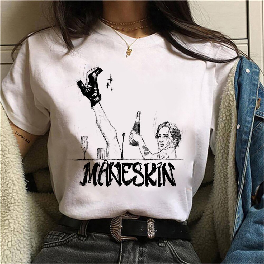 Maneskin T Shirt New Fashion Women M Neskin Hip Hop T Shirt Female Harajuku Zitti E 1 - Maneskin Shop