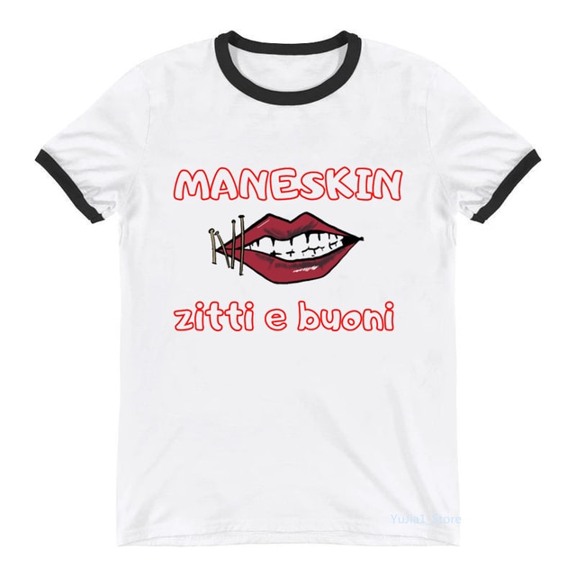 Sexy Zitti E Buoni Lips Graphic Print Tshirt Women Clothes 2022 M Neskin Rock Band Maneskin 4.jpg 640x640 4 - Maneskin Shop