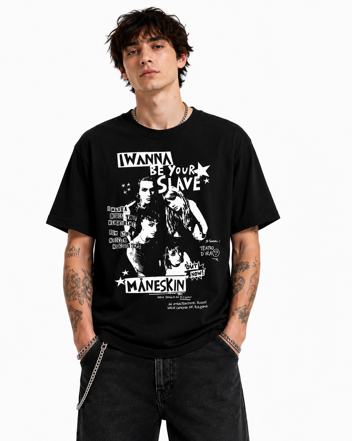 Maneskin I Wanna Be Your Slave HTCT2406 T-Shirt 2 - Maneskin Shop Maneskin I Wanna Be Your Slave HTCT2406 T-Shirt - Image 2