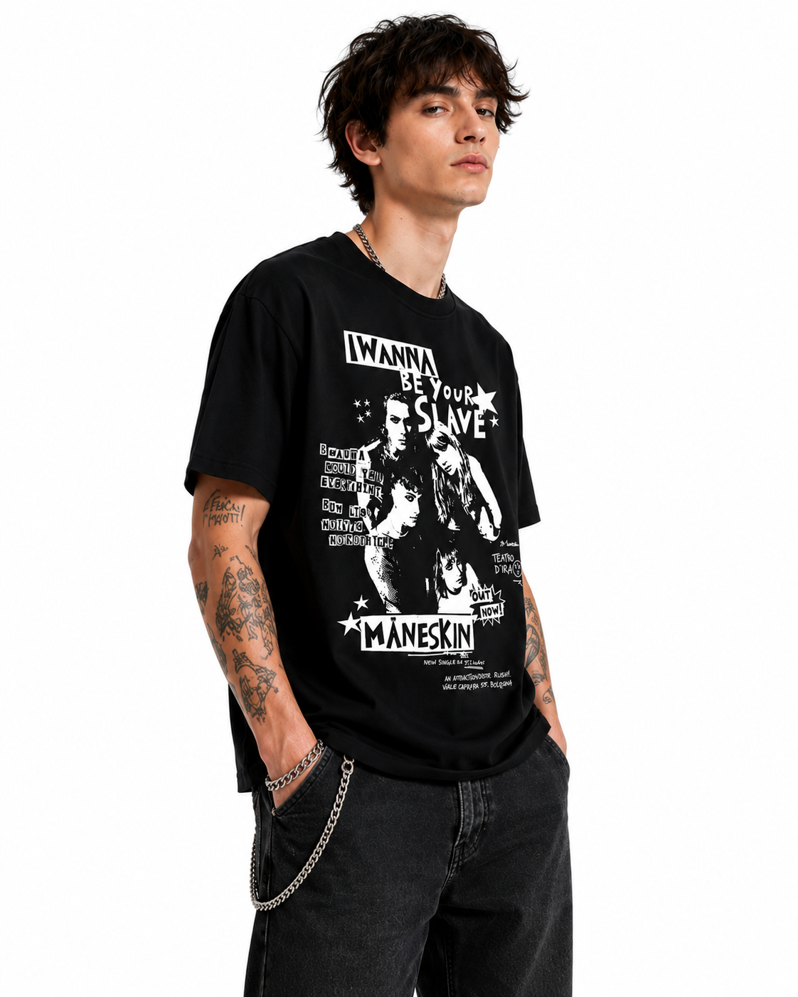 Maneskin I Wanna Be Your Slave HTCT2406 T-Shirt 3 - Maneskin Shop Maneskin I Wanna Be Your Slave HTCT2406 T-Shirt - Image 3